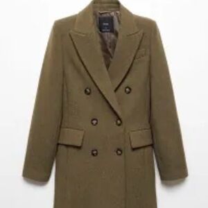 Mango Khaki Double-Breasted Trench Coat